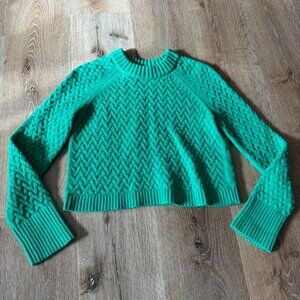 Alice + Olivia Green Knit Leta Textured Pullover Cotton Blend Sweater Size XS